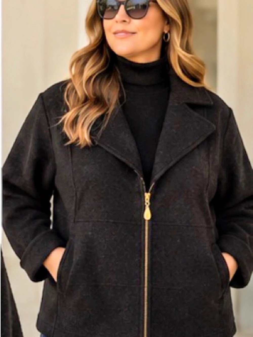 31” ptp Lisa International Wool Jacket Black Size 3X/3X